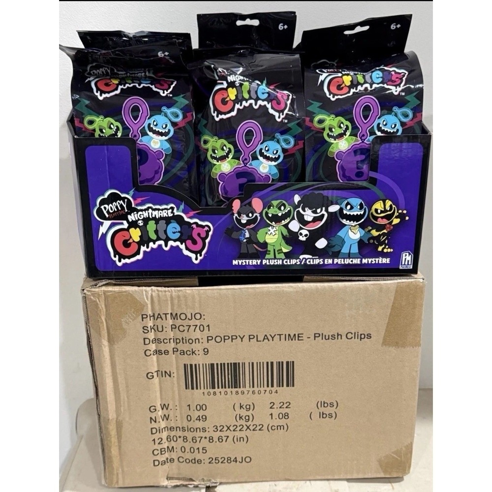 Poppy Playtime Nightmare Critters 6" Mystery Clip Plush Bag Case Of 9